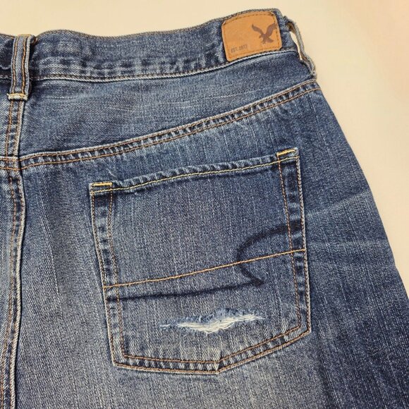 American Eagle Cut Off Button Fly Jean Shorts Jorts Womens 10 Distressed Cotton - Picture 5 of 11